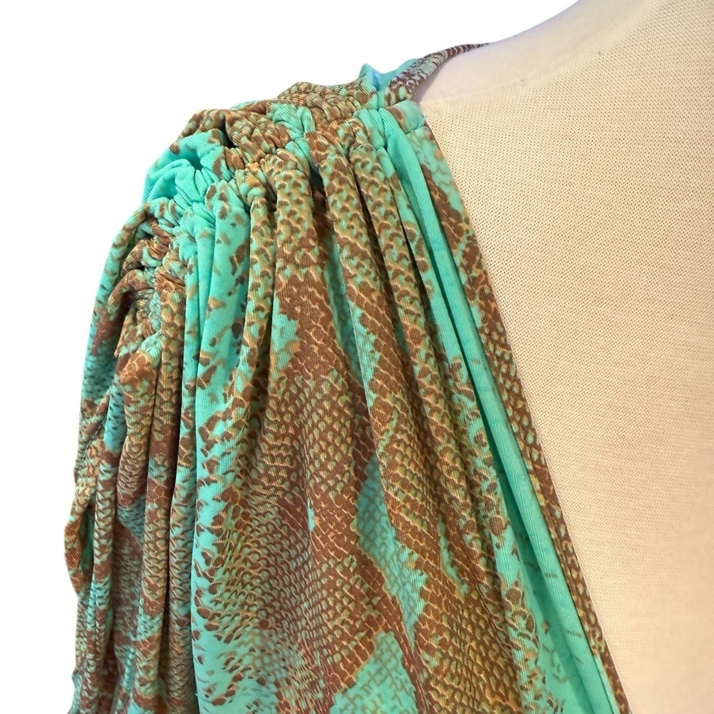 ViX by Paula Hermanny Snakeskin Print Beach Coverup Drawstring Deep V Neck Large - Picture 5 of 14